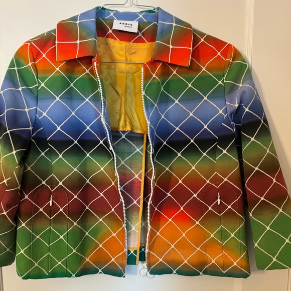 Akris Punto Multicolor Jacket with Lattice Design-Size 8 - Picture 4 of 16